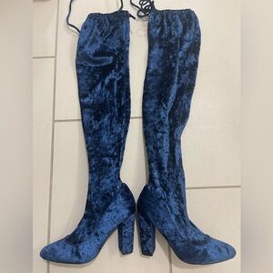 Blue Knee High Boots